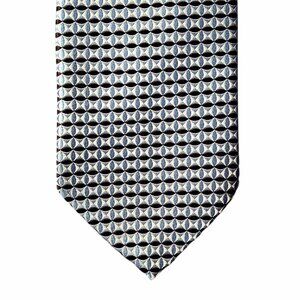 Ermenegildo Zegna Necktie Tie Men's Light Blue Silver Black Geometric Silk Italy